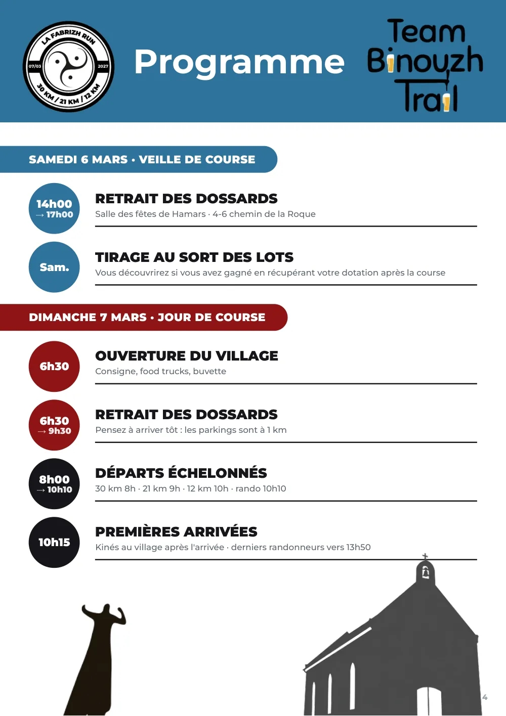 Road book 2027, page 4 : programme du week-end