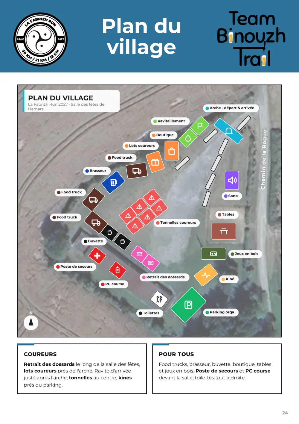 Road book 2027, page 24 : plan du village