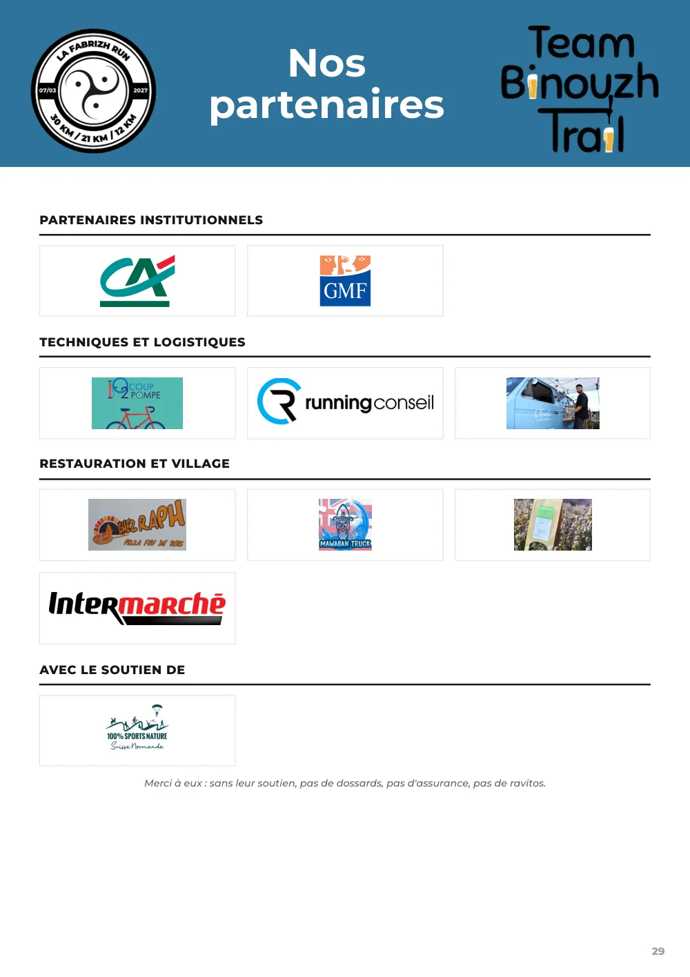 Road book 2027, page 29 : nos partenaires